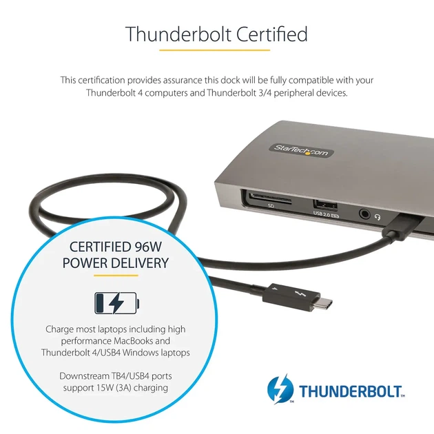 Док-станция StarTech Thunderbolt 4 Dock 96W PD (TB4CDOCKUE) Grey - изображение 7