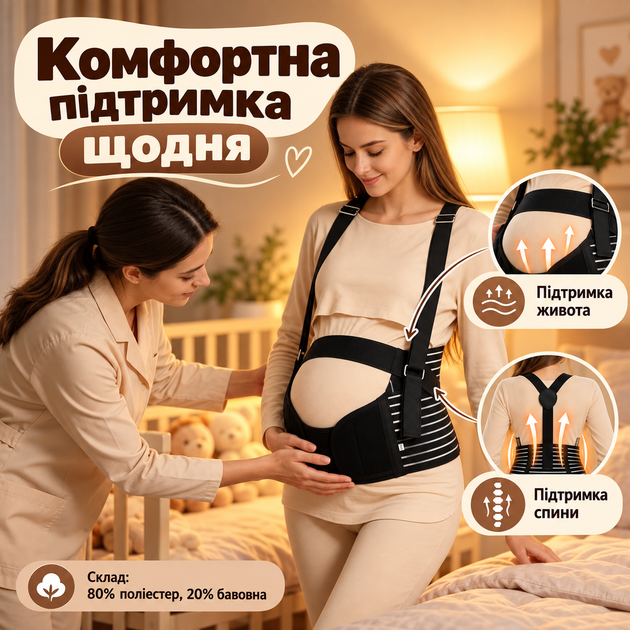 Регульований бандаж для вагітних 3 в 1 з підтримкою живота та спини (розмір M) - зображення 6