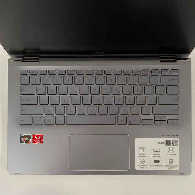 Ультрабук-трансформер Asus Zenbook Q406DA / 14" (1920x1080) IPS Touch / AMD Ryzen 5 3500U (4 (8) ядра по 2.1 - 3.7 GHz) / 8 GB DDR4 / 256 GB SSD / AMD Radeon RX Vega 8 / WebCam / HDMI б/у + Подарок Беспроводная мышь / USB - Фото 3 Ультрабук-трансформер Asus Zenbook Q406DA / 14" (1920x1080) IPS Touch / AMD Ryzen 5 3500U (4 (8) ядра по 2.1 - 3.7 GHz) / 8 GB DDR4 / 256 GB SSD / AMD Radeon RX Vega 8 / WebCam / HDMI б/у + Подарок Беспроводная мышь / USB - изображение 3