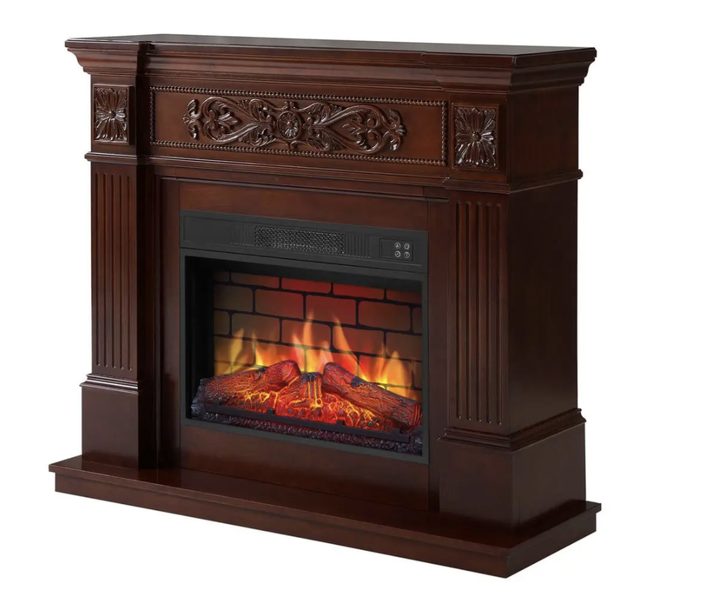 Каминокомплект 1800 Вт до 30 м² russet 23″ с порталом Электрокамин пристенный LED-пламя пульт термостат обогрев для дома - изображение 4