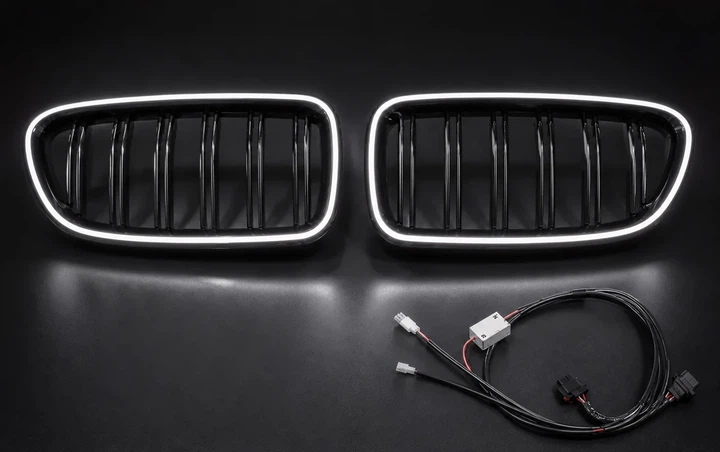 Ноздри решетка радиатора M-Look LED (чёрный глянец) для BMW 5 серия F10/F11 2010–2016 гг - Фото 1 Ноздри решетка радиатора M-Look LED (чёрный глянец) для BMW 5 серия F10/F11 2010–2016 гг - изображение 1