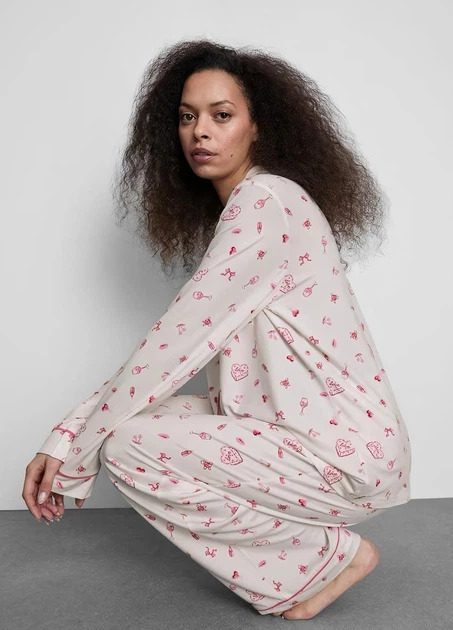 Пижамная рубашка Primark boyfriend pyjamas long sleeve М для дома и сна Розовый (10334) - изображение 3