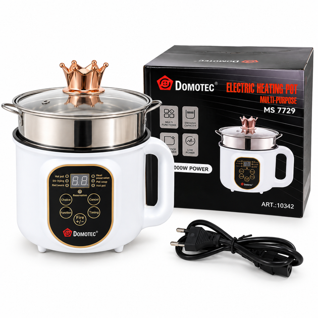 Електрокаструля-пароварка DOMOTEC MS-7729 1,8 л 2000 Вт біла - зображення 4