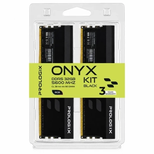 Пам'ять 16Gb x 2 (32Gb Kit) DDR5, 5600 MHz, Prologix Onyx RGB, Black, 38-44-44-90, 1.35V, з радіатором (PRO32GB5600YBR5K) - изображение 3