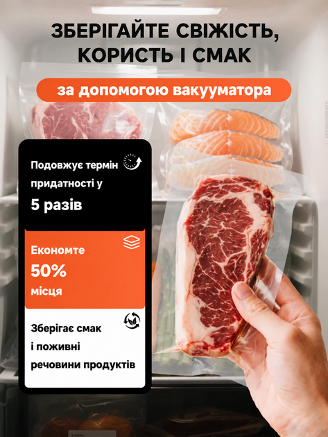 Вакууматор аккумуляторный беспроводной 2000 mAh портативный с регулировкой температуры запайки, бытовой вакуумный упаковщик - изображение 4