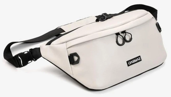 Мужская сумка-бананка под ноутбук Sambag Urban Laptop черная серая текстильная сумка-кроссбоди для ноутбуков до 14″ 51937 - изображение 10