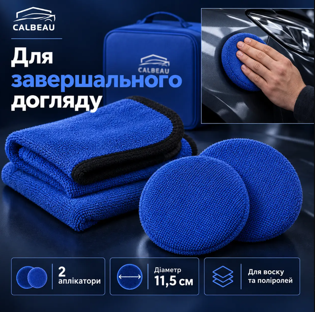 Набор для мытья и ухода за автомобилем 16в1 с ведром 10л, щетками и микрофиброй Комплект аксессуаров в сумке для чистки салона, кузова и детейлинга авто - изображение 2