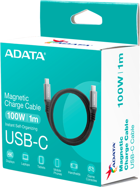 Kabel ADATA USB-C - USB-C 3.2 Gen 2 100W 1 m Black (CACCU3-100W-100AN-BK) - obraz 7