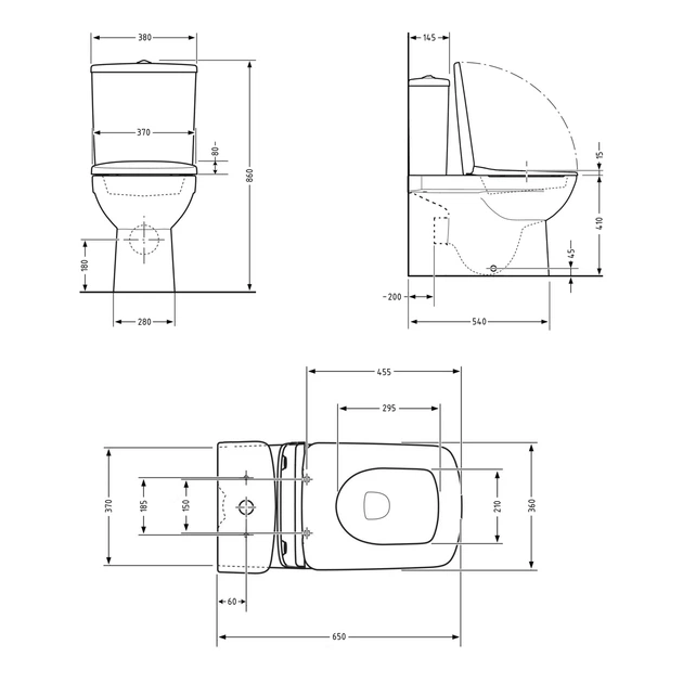 Унитаз-компакт Qtap Crow безободковый с сиденьем Soft-close QT05222170W - изображение 2