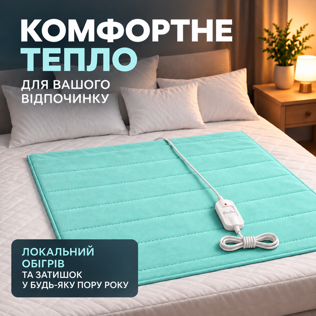 Електропростирадло простирадло з підігрівом 120х160 термопростирадло електричне простирадло байка з терморегулятором грілка для ліжка аквамарин Termosoft Yasam - зображення 4