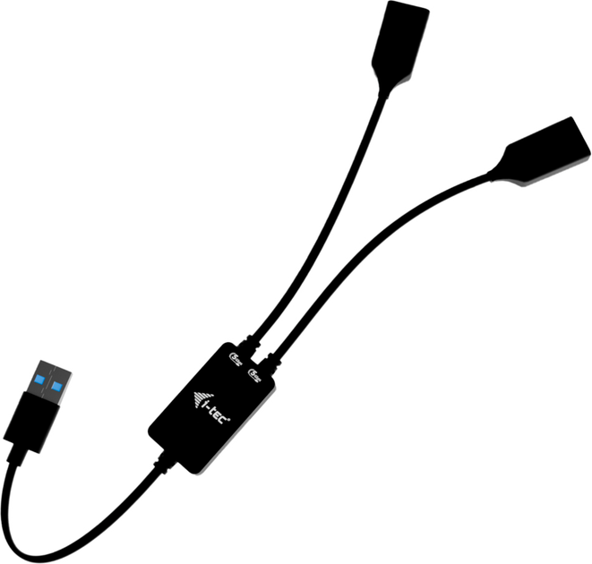 Кабель i-Tec USB-A - 2 x USB-A 3.2 Gen 1/3.1 Gen 1 0.1 м Black (U3CBLHUB2A) - зображення 3