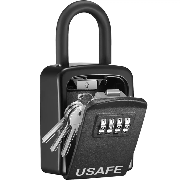 Подвесной металлический мини-сейф для ключей uSafe KS-05s с паролем и крючком Черный - изображение 11