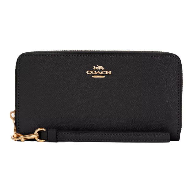 Кошелёк женский Coach Long Zip Around Wallet Gold/Black - Фото 1 Кошелёк женский Coach Long Zip Around Wallet Gold/Black - изображение 1
