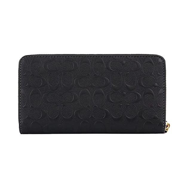 Гаманець жіночий Coach Long Zip Around Wallet In Signature Leather Gold/Black - Фото 2 Гаманець жіночий Coach Long Zip Around Wallet In Signature Leather Gold/Black - зображення 2