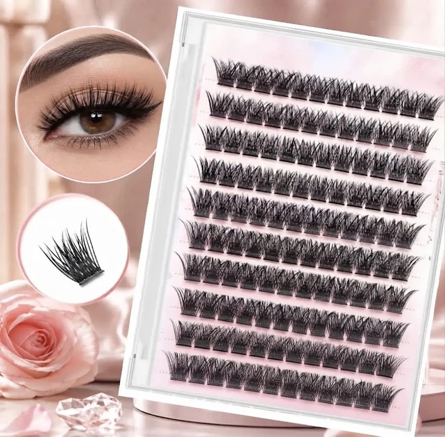 Самоклейні накладні пучкові вії Young Lash WOB False Eyelashes на клейкій основі, багаторазові, чорні - Фото 2 Самоклейні накладні пучкові вії Young Lash WOB False Eyelashes на клейкій основі, багаторазові, чорні - зображення 2