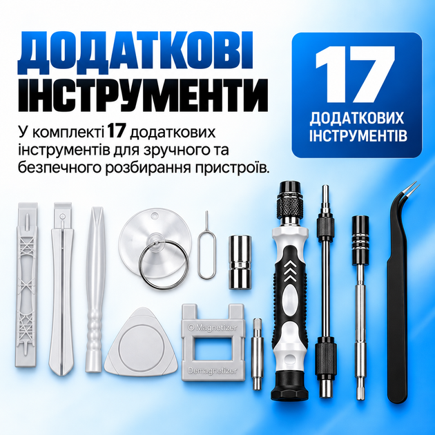 Викрутка з бітами професійний набір прецизійних магнітних викруток 117 в 1 для точних робіт з ремонту телефонів та ноутбуків - Фото 5 Викрутка з бітами професійний набір прецизійних магнітних викруток 117 в 1 для точних робіт з ремонту телефонів та ноутбуків - зображення 5