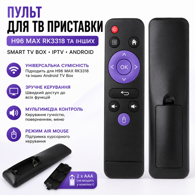 Пульт для смарт приставки SMART TV BOX H96 MAX RK3318 IPTV SMART ANDROID - изображение 2