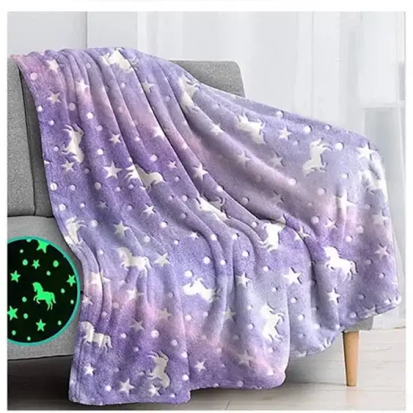 Плед Magic Blanket с звездами светящийся в темноте 150х120 см Фиолетовый - изображение 3