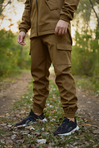 Чоловічий утеплений костюм Softshell на флісі колір койот куртка та штани для повсякденного носіння L - Фото 8 Чоловічий утеплений костюм Softshell на флісі колір койот куртка та штани для повсякденного носіння L - зображення 8
