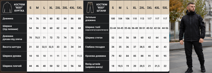 Чоловічий утеплений костюм Intruder Softshell "Reef" з шевроном на флісі чорний куртка та штани 4XL - зображення 6