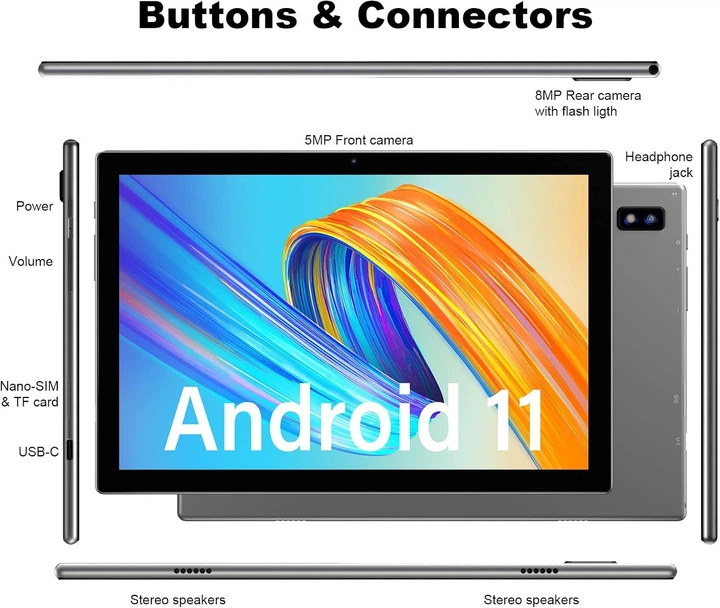 Планшет 10.1" Full HD Sgin X10 6/128Gb 4G 2-SIM 8 ядер Android 11 7000 mAh Сірий (102384518) - Уцінка - Фото 6 Планшет 10.1" Full HD Sgin X10 6/128Gb 4G 2-SIM 8 ядер Android 11 7000 mAh Сірий (102384518) - Уцінка - зображення 6