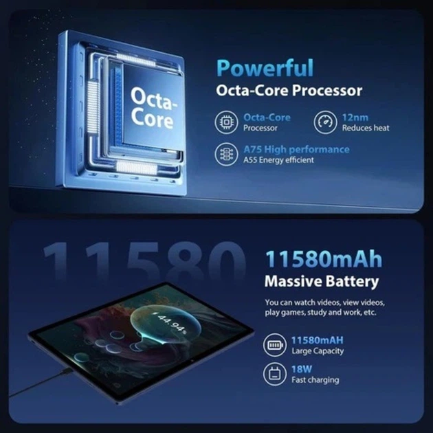 Планшет 14'' 2.5K Rushar A140 12+24/512Gb 4G 2-SIM 8-ядер Android 15 11580 mAh Темно-синій (102391480) - Б/В - Фото 3 Планшет 14'' 2.5K Rushar A140 12+24/512Gb 4G 2-SIM 8-ядер Android 15 11580 mAh Темно-синій (102391480) - Б/В - зображення 3