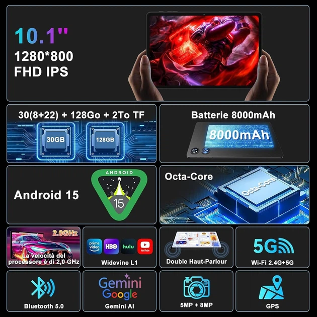 Планшет 10.1'' UJJ U3 8+22/128Gb 8 ядер Android 15 8000 mAh Сірий (102390078) - зображення 2