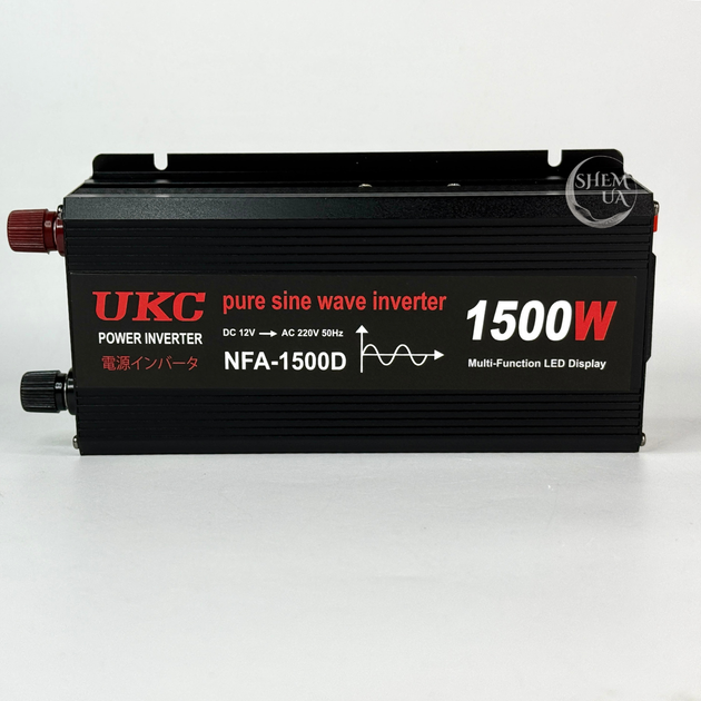 Перетворювач напруги інвертор UKC 1500W 12В–220В для дому й техніки від АКБ 12В, з чистою синусоїдою, 2 USB та дисплеєм, реальна потужність номінальна 900Вт, пікова 1800Вт, RB-235 - зображення 8