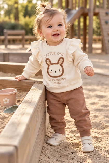 Комплект-двойка «Зайчик» Kiddo молочный с коричневым 86 см - Фото 1 Комплект-двойка «Зайчик» Kiddo молочный с коричневым 86 см - изображение 1