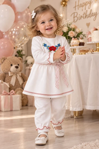 Комплект нарядный с вышивкой Kiddo белый 86 см - изображение 4