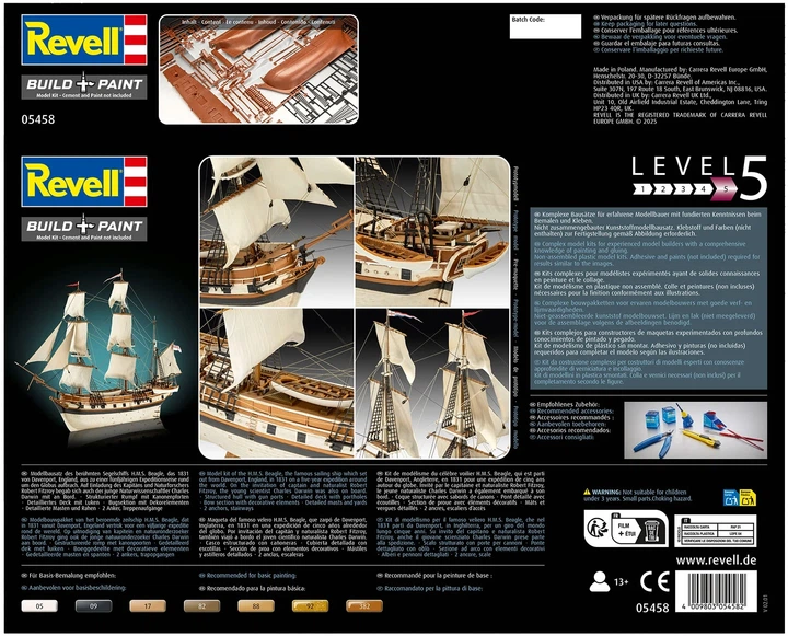 Model do sklejania Revell Bark H.M.S. Beagle Poziom 4 Skala 1:96 (4009803054582) - Zdjęcie 10 Model do sklejania Revell Bark H.M.S. Beagle Poziom 4 Skala 1:96 (4009803054582) - obraz 10
