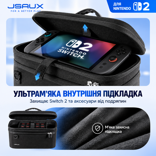 Оригинальный кейс JSAUX BG0121 All-in-One для Nintendo Switch 2, сумка для консоли, док станции и аксессуаров - Фото 5 Оригинальный кейс JSAUX BG0121 All-in-One для Nintendo Switch 2, сумка для консоли, док станции и аксессуаров - изображение 5