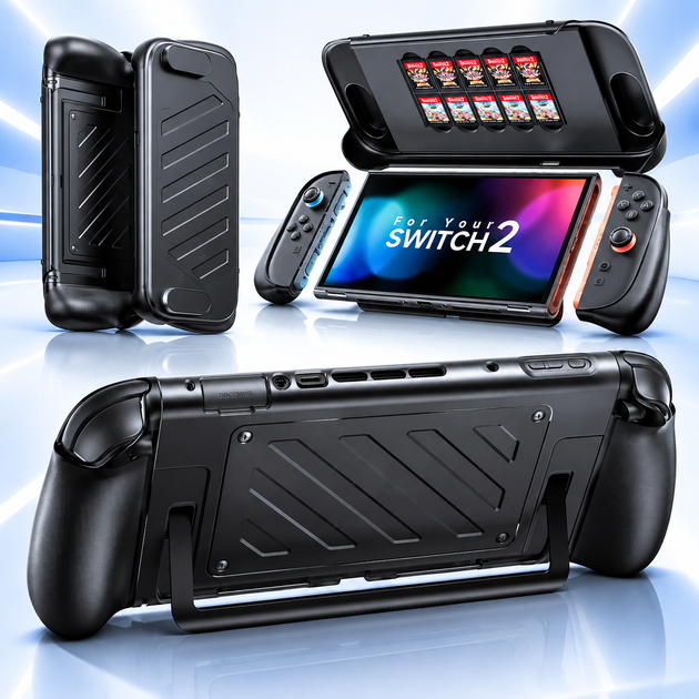 Оригинальный JSAUX PC0114 Split Case для Nintendo Switch 2, модульный Grip кейс с защитной крышкой и слотами для 10 игр - изображение 8