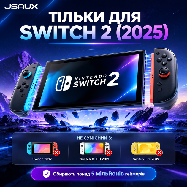 Оригинальный JSAUX PC0117 ErgoSplit Pro для Nintendo Switch 2, прозрачный эргономичный чехол, Grip кейс с ручками Black - изображение 2