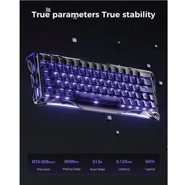 Магнитная клавиатура GravaStar Mercury V60 Pro GunMetal, алюминиевая, 65%, Hall Effect, Rapid Trigger, 8000 Гц опроса, RGB - изображение 7