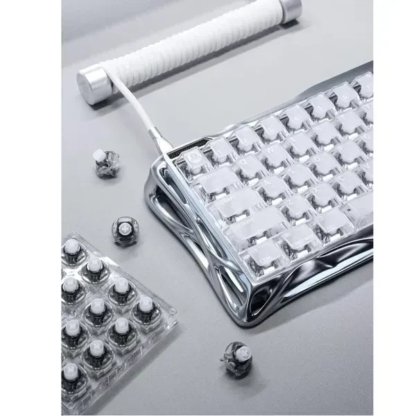 Магнитная клавиатура GravaStar Mercury V60 Pro Sliver Frost, алюминиевая, 65%, Hall Effect, Rapid Trigger, 8000 Гц опроса, RGB - изображение 7