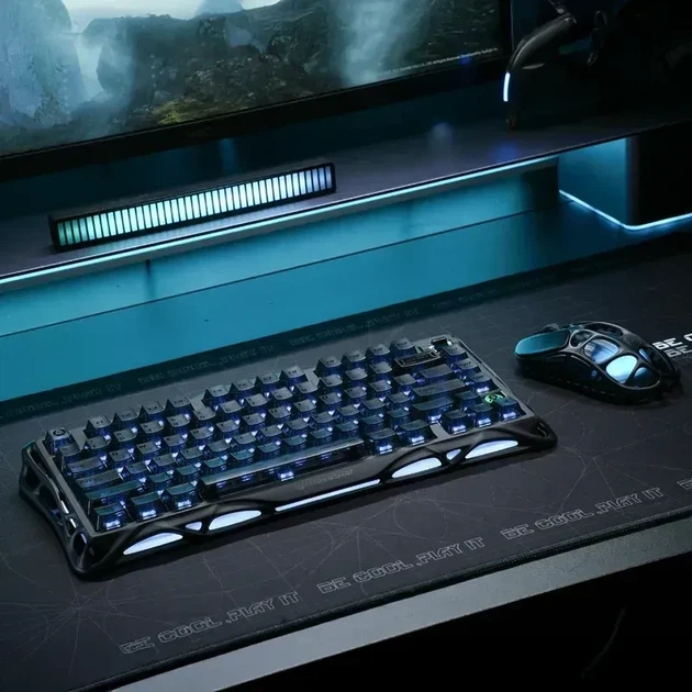 Бездротова механічна клавіатура GravaStar Mercury K1 Stealth Black, з алюмінієвого корпусу, розмір 75%, RGB , 2.4G/Bluetooth/USB - Фото 8 Бездротова механічна клавіатура GravaStar Mercury K1 Stealth Black, з алюмінієвого корпусу, розмір 75%, RGB , 2.4G/Bluetooth/USB - зображення 8