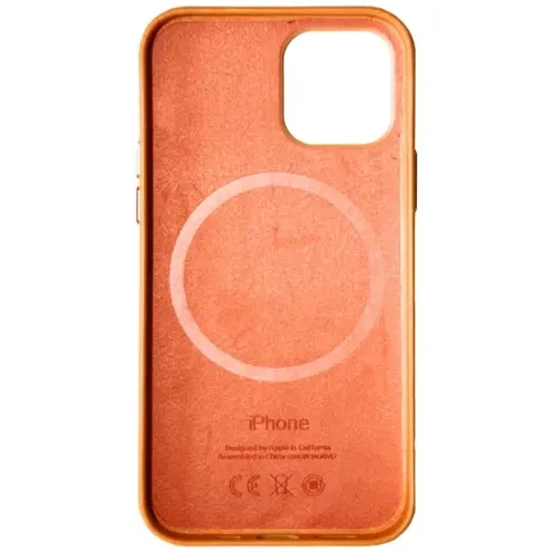 Чохол (Leather Case) для iPhone 12 Mini з MagSafe Помаранчевий - Фото 1 Чохол (Leather Case) для iPhone 12 Mini з MagSafe Помаранчевий - изображение 1