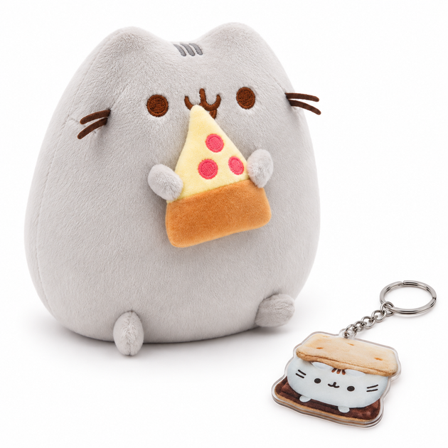 Мягкая игрушка 2Life Pusheen Cat Пушин Кэт Кот 12х15 см с Пиццей Серый и Брелок Пушин Сэндвич v-13551 - Фото 1 Мягкая игрушка 2Life Pusheen Cat Пушин Кэт Кот 12х15 см с Пиццей Серый и Брелок Пушин Сэндвич v-13551 - изображение 1