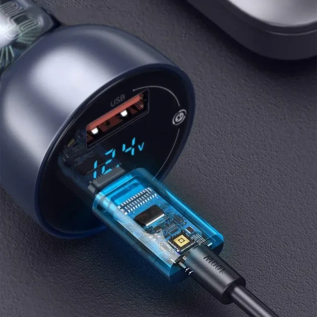Автомобильное зарядное устройство Baseus Particular Digital QC 4.0+PD3.0 PPS 65W USB + Type-C 5A (CCKX-C0G) - Фото 7 Автомобильное зарядное устройство Baseus Particular Digital QC 4.0+PD3.0 PPS 65W USB + Type-C 5A (CCKX-C0G) - изображение 7