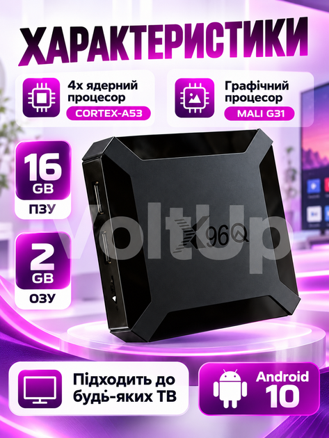 Налаштована Smart TV-приставка X96Q 2/16 ГБ Slimbox Android TV 10 Allwinner H313 4K HDR Wi-Fi 2.4 ГГц - зображення 2
