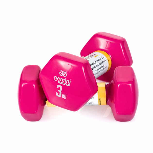 Гантели Gemini Sport для фитнеса с виниловым покрытием 2шт по 3.0кг GSD-3.0PINK - Фото 1 Гантели Gemini Sport для фитнеса с виниловым покрытием 2шт по 3.0кг GSD-3.0PINK - изображение 1