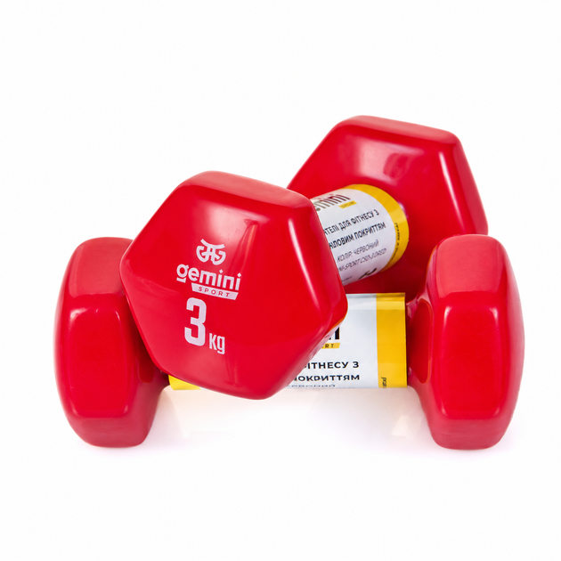 Гантели Gemini Sport для фитнеса с виниловым покрытием 2шт по 3.0кг GSD-3.0RED - Фото 1 Гантели Gemini Sport для фитнеса с виниловым покрытием 2шт по 3.0кг GSD-3.0RED - изображение 1