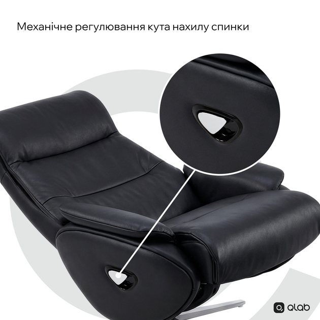 Крісло-реклайнер софа Qlab RC210B Leather Black - зображення 13