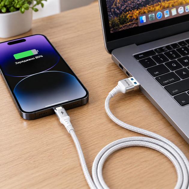 Кабель Proove WireX USB to Lightning швидка зарядка 12W 1 м Білий (632540003) - зображення 4