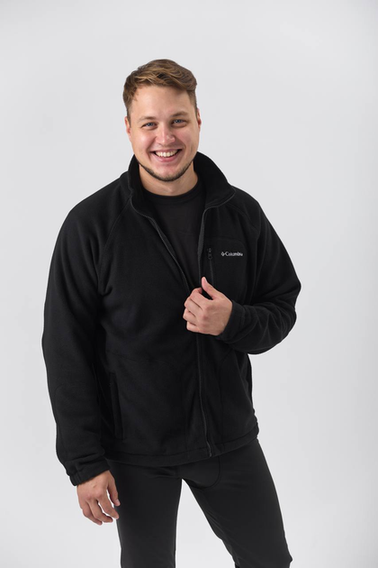 Чоловіча флісова кофта з вишивкою Columbia чорна 3XL - Фото 5 Чоловіча флісова кофта з вишивкою Columbia чорна 3XL - зображення 5