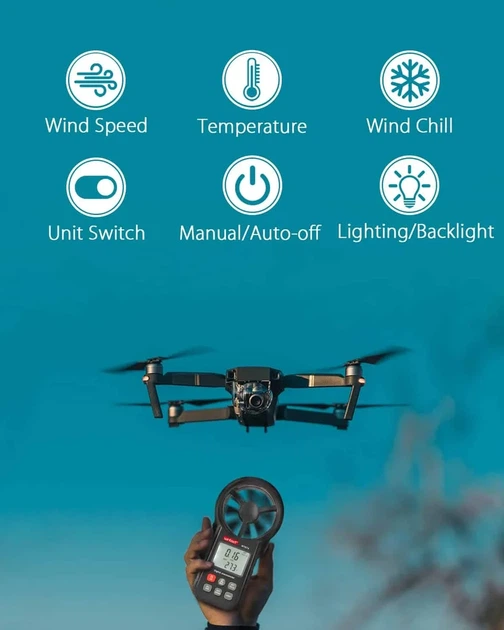 Крильчатий Анемометр 0.3-30 м/с, -10-45°C WINTACT WT87A - изображение 5