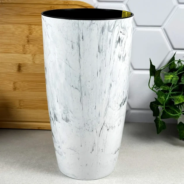 Вазон високий Альфа Stone 10 л Ø27×51 см білий мармур Алеана - зображення 3