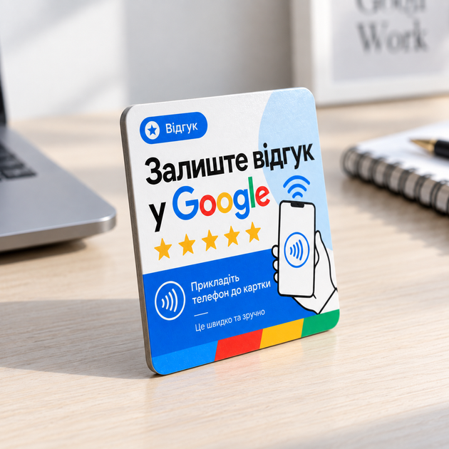 Табличка NFC CARD Review для отзывов Google 10x10 см - изображение 2