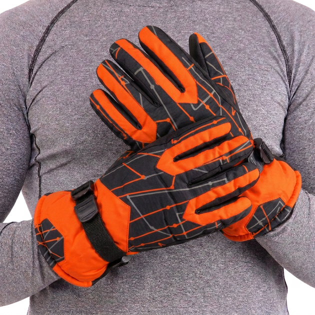 Чоловічі гірськолижні рукавички для лиж і сноуборда SP-Sport Snow Gloves 7690 розмір L Black-Orange - зображення 9